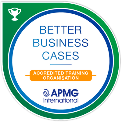 Logo for APMG International with text 'Better Business Cases' and 'Accredited Training Organisation'.